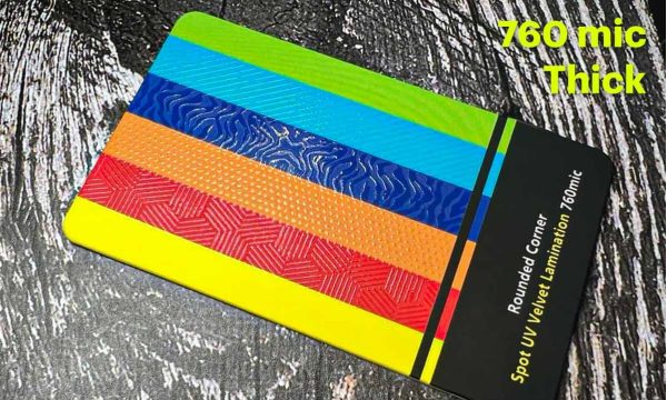 500 Business Cards, Rounded Corner Spot UV Velvet Lamination 760 mic - Thick