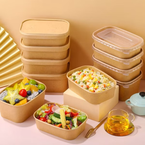 Kraft Rectangular Meal Boxes with Lids